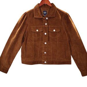Gap Medium  Corduroy Jacket Woman's Brown Button Front Sz Med